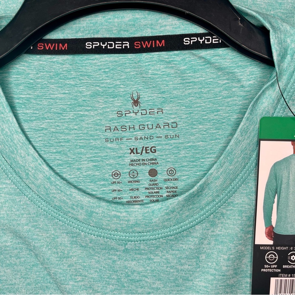 Mens Spyder Long Sleeve Shirt Rash Guard Green XL Nwt - Picture 9 of 9